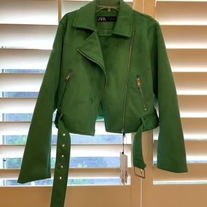 Zara green cropped jacket